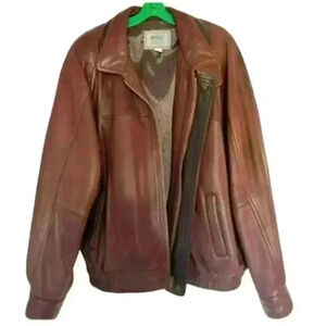 Creations de Cuir by Andre 100% Leather Brown Bomber Jacket - Size 42